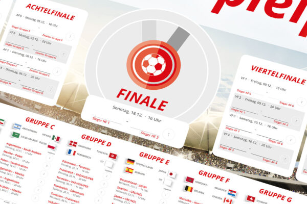 Fussball Spielplaner als Plakat zur EM 2024 mit dem Spielplan Arena in rot