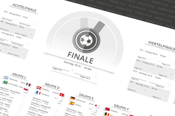 Fussball Spielplaner als Plakat zur EM 2024 mit dem Spielplan Elegance in anthrazit