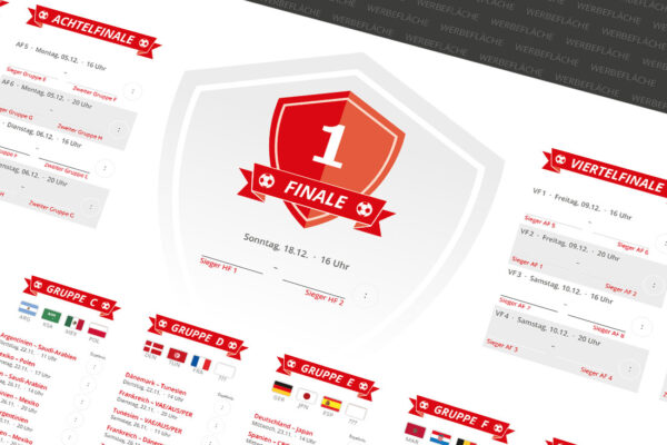Fussball Spielplaner als Plakat zur EM 2024 mit dem Spielplan Flag in rot