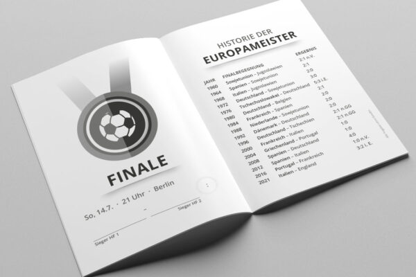 EM Spielplaner 2024 als Broschuere und Kompaktplaner mit dem Spielplan Elegance in anthrazit