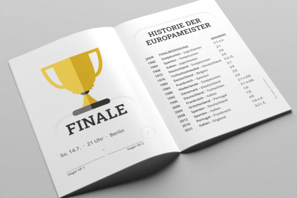 EM Spielplaner 2024 als Broschuere und Kompaktplaner mit dem Spielplan Trophy in anthrazit