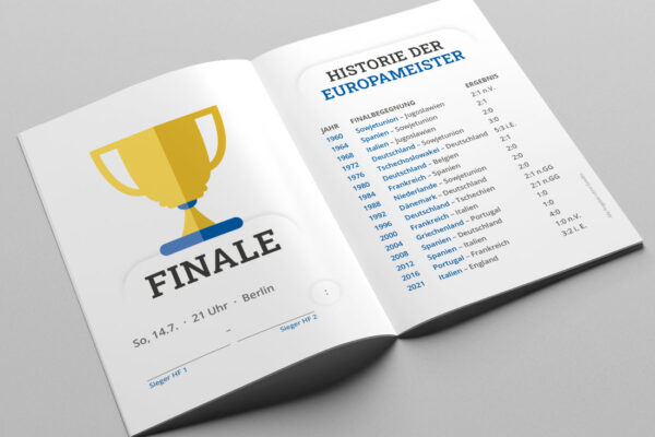 EM Spielplaner 2024 als Broschuere und Kompaktplaner mit dem Spielplan Trophy in blau
