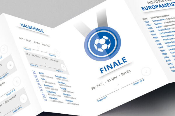 Pocketplaner als Streuartikel zur Fussball-EM 2024 mit dem Spielplan Elegance in blau