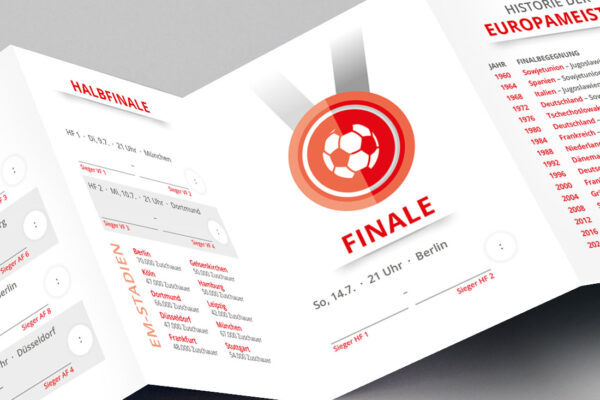 Pocketplaner als Streuartikel zur Fussball-EM 2024 mit dem Spielplan Elegance in rot