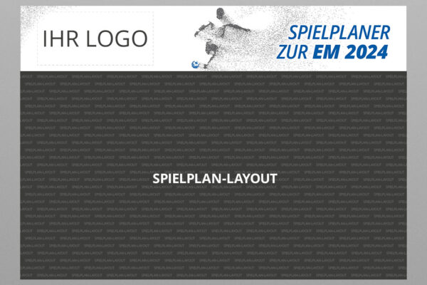 EM Planer als Wandplaner bzw. Poster mit Logo mit der Werbeflaeche Player in blau