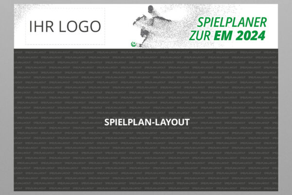 EM Planer als Wandplaner bzw. Poster mit Logo mit der Werbeflaeche Player in gruen