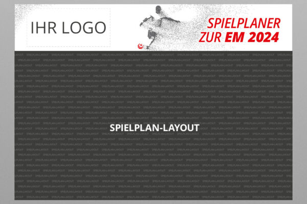 EM Planer als Wandplaner bzw. Poster mit Logo mit der Werbeflaeche Player in rot