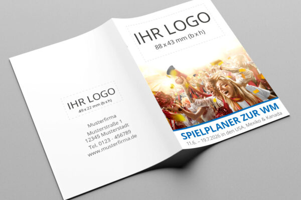 WM-Planer als Kompaktplaner mit der Werbeflaeche Fans in blau