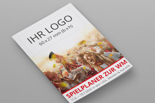 WM Planer 2026 als Pocketplaner mit der Werbeflaeche Fans in rot