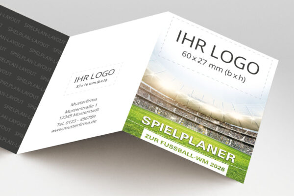 WM Planer mit Firmenlogo als Pocketplaner mit der Werbeflaeche Arena