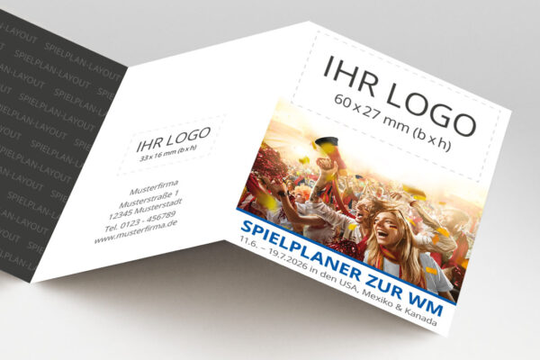 WM Planer mit Firmenlogo als Pocketplaner mit der Werbeflaeche Fans in blau