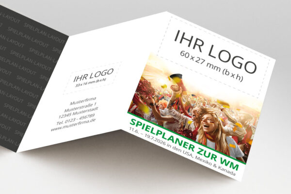 WM Planer mit Firmenlogo als Pocketplaner mit der Werbeflaeche Fans in gruen