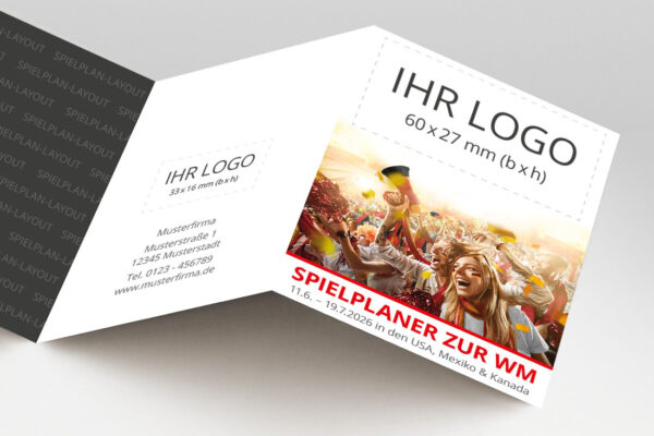 WM Planer mit Firmenlogo als Pocketplaner mit der Werbeflaeche Fans in rot