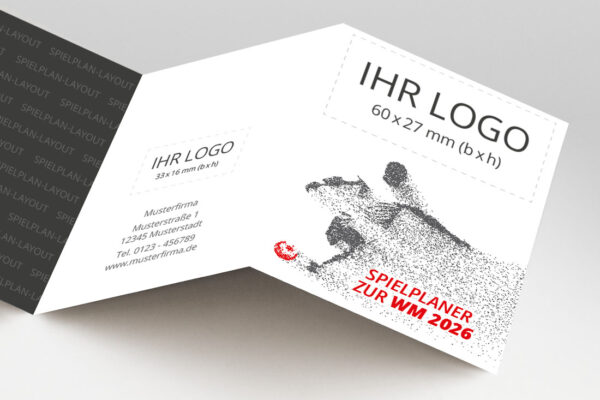 WM Planer mit Firmenlogo als Pocketplaner mit der Werbeflaeche Player in rot