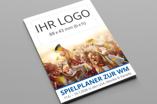 WM Spielplaner individualisiert als Kompaktplaner mit der Werbeflaeche Fans in blau