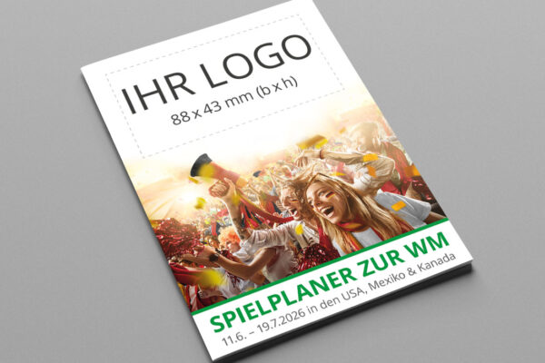 WM Spielplaner individualisiert als Kompaktplaner mit der Werbeflaeche Fans in gruen